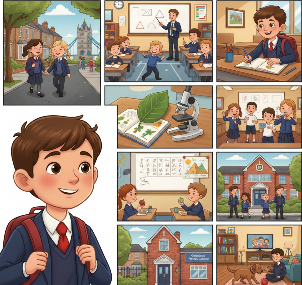 Illustration of children at school